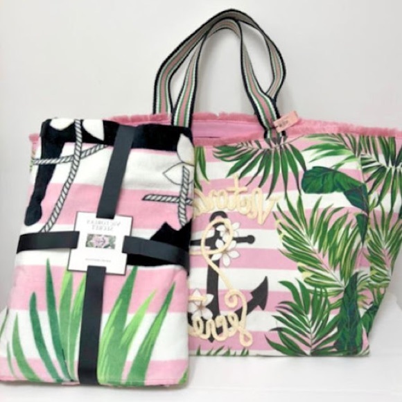 VS Tropical Palm Tree Nautical Canvas Tote Bag - Picture 6 of 7